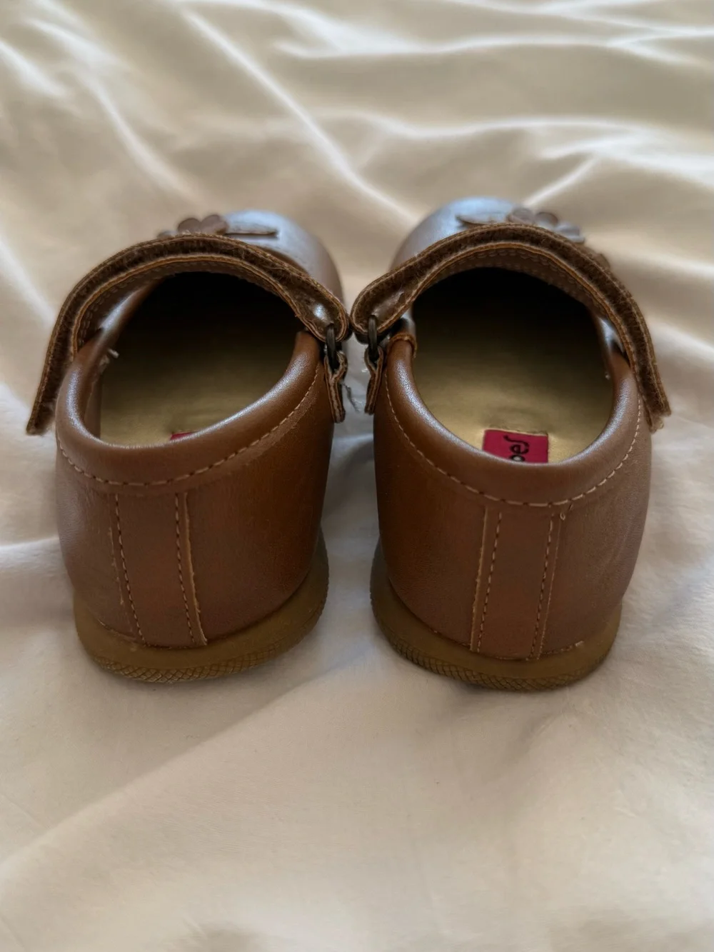 Rachel Shoes Flower Mary Jane Flats Cognac Brown Toddler Size 7M